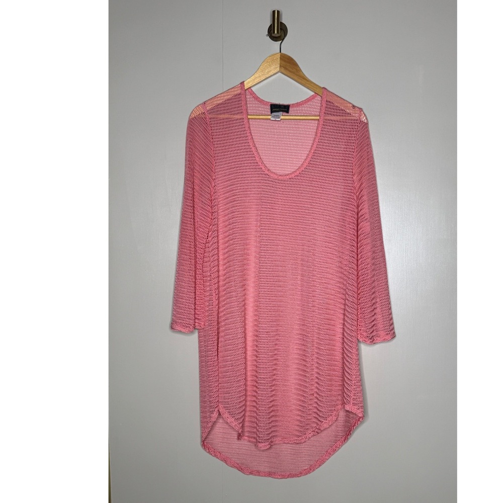 Jordan Taylor Pink Mesh Knit Tunic Top Beach Cover Up 3/4 Sleeve SH20223 Mens M